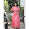 Women Pink Handwork Printed Georgette Gown